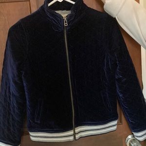 Tucker + Tate, velvet bomber jacket, XL (14-16), navy blue, quilted